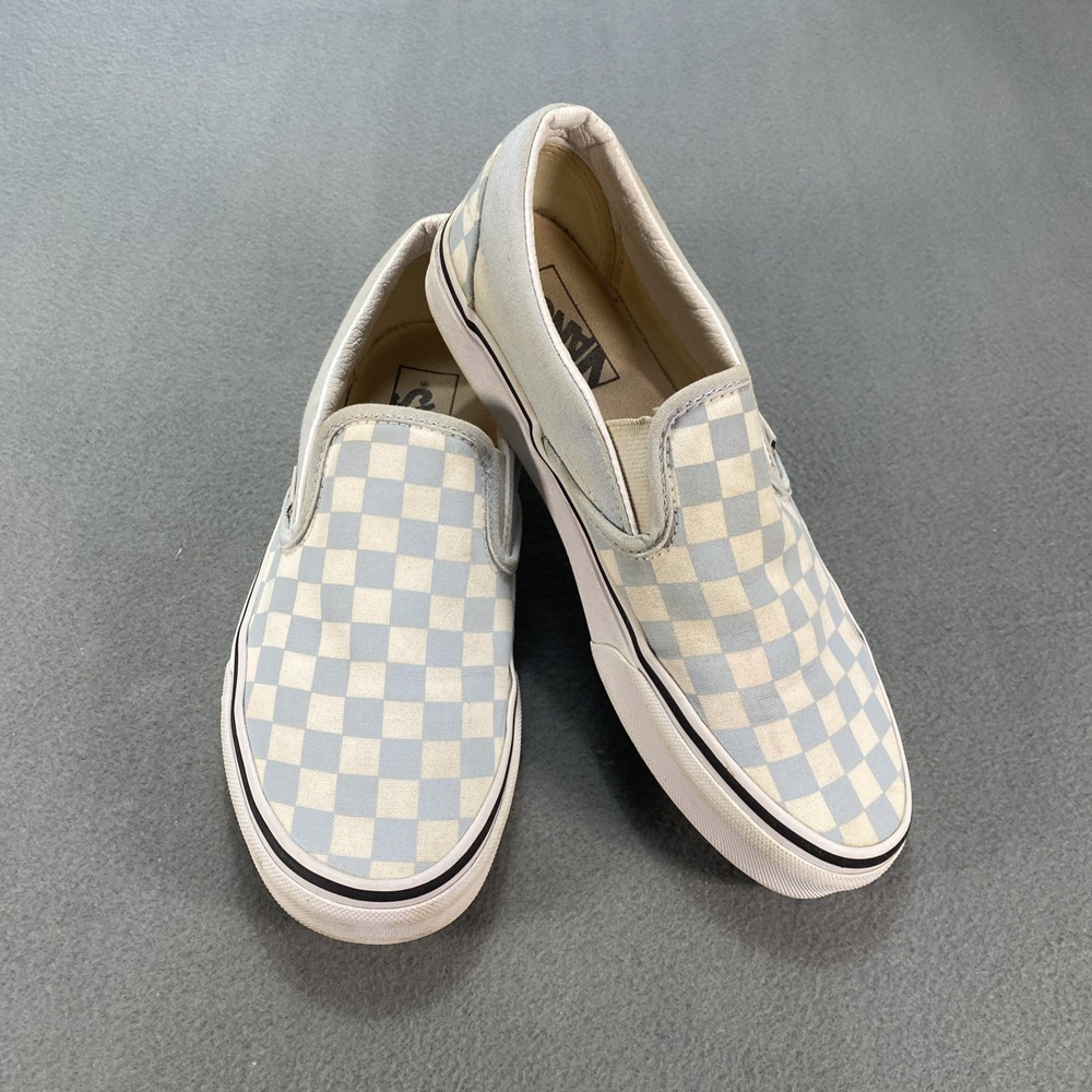 VANS Classic‎ Slip On Checkerboard Light Blue Sneakers Women's 8 Mens 6.5 Skater